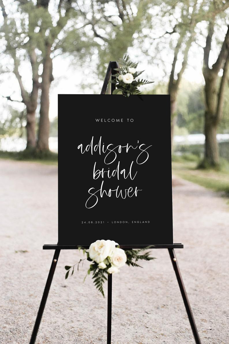 Modern Bridal Shower Sign PRINTABLE Black Minimalist Etsy UK