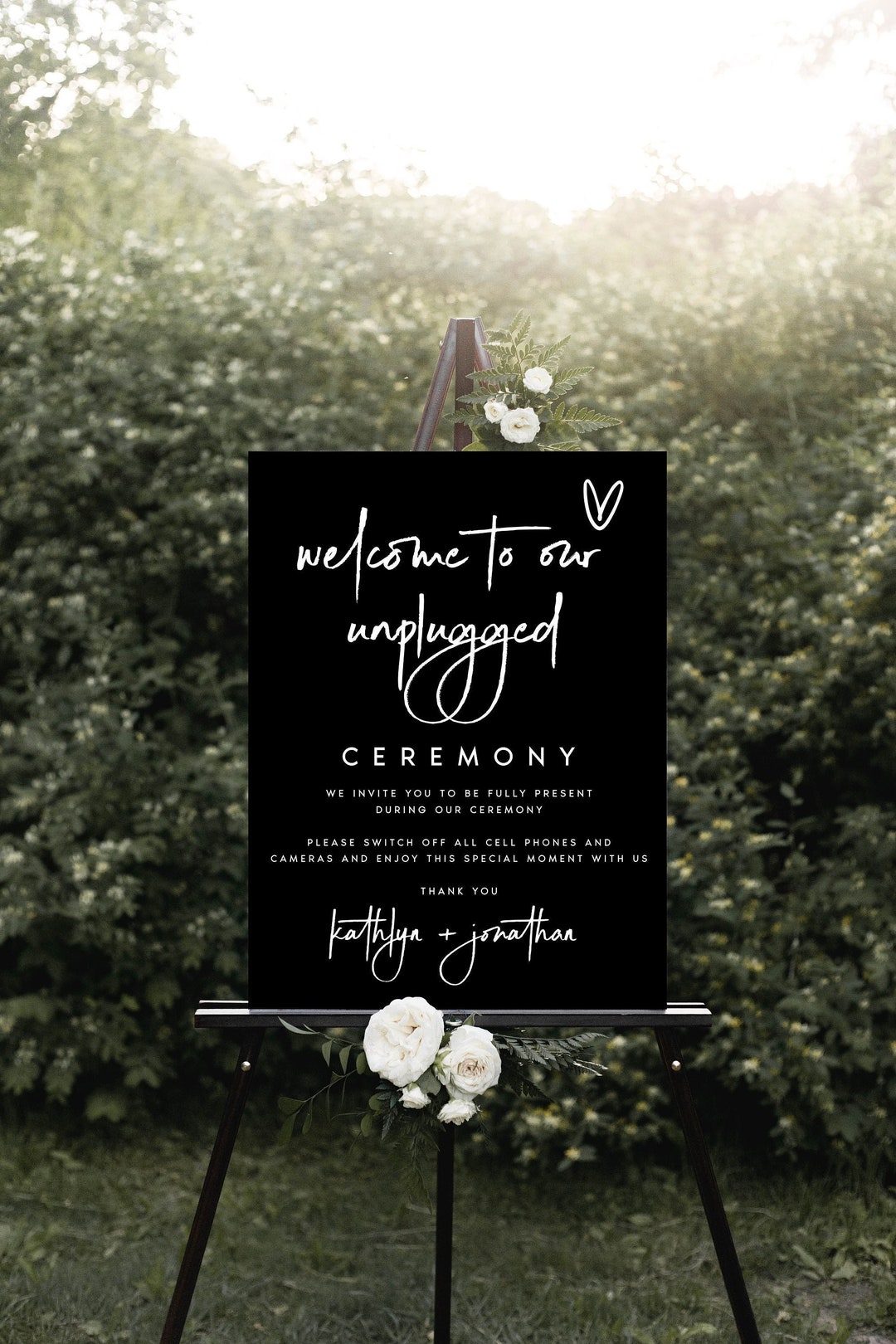 Printable Unplugged Ceremony Sign, Wedding Welcome Sign Template, Large ...