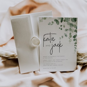 Botanical Wedding Invitation Template, Eucalyptus Wedding Invite, Sage Wedding Invitation, Greenery Wedding Stationery, Templett, #KATIE