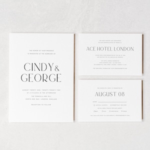 Paquete de boda sencillo y sobres, invitación de boda moderna, invitaciones de boda personalizadas, minimalista, RSVP, tarjeta de detalles, invitación, #CNDY