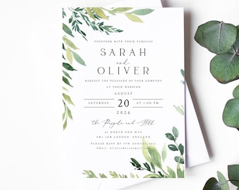 Eucalyptus Wedding Invitation, Greenery Invite Suite, Botanical Wedding Invites 004