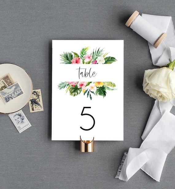 Tropical Table Number Template Printable Editable Wedding | Etsy