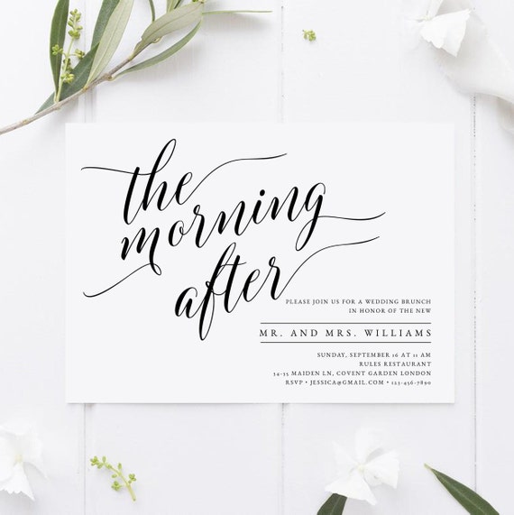 Wedding Brunch Invitation Template, The Morning After (Digital)