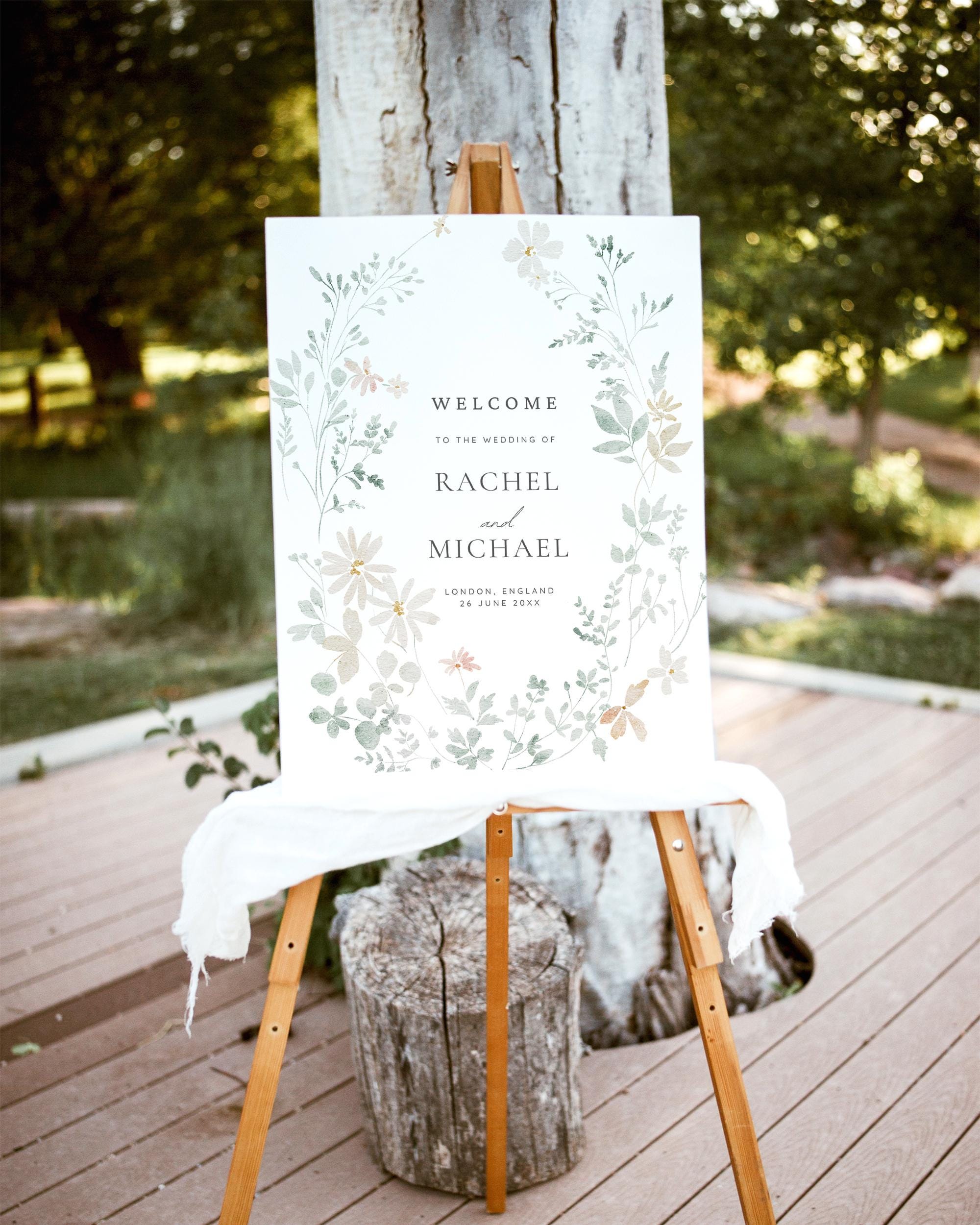 Floral Wedding Welcome Sign Template: Watercolour Eucalyptus Poster ...