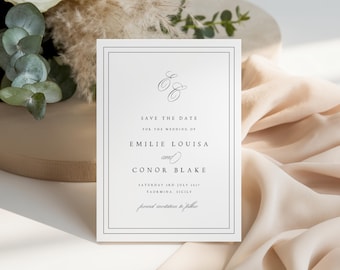 Elegant Save the Date Template: DIY Wedding Invitation (Canva Editable, Digital Download), EMILIE