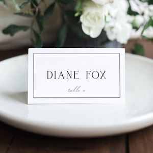 Modelo de cartão de lugar para casamento, clássico e com borda, plano e com tenda, cartão de lugar vintage, para impressão, editável, modelo de cartão para download instantâneo #DIANE