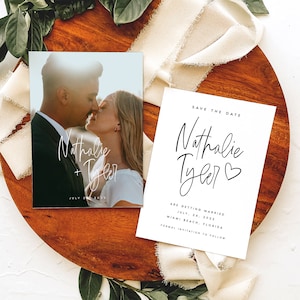 Doppelseitiges MODERN Foto Save the Date Vorlage, herunterladbares, druckbares Save the Date, bearbeitbares, sofortiges Herunterladen, DIY, Templett, #NTHL
