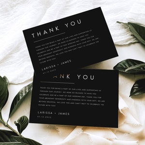 Minimalist Thank You Card Template, Editable Thank You Cards, Modern Wedding Thank You, Modern Minimalist, Simple Wedding Thank You, LRSA image 2