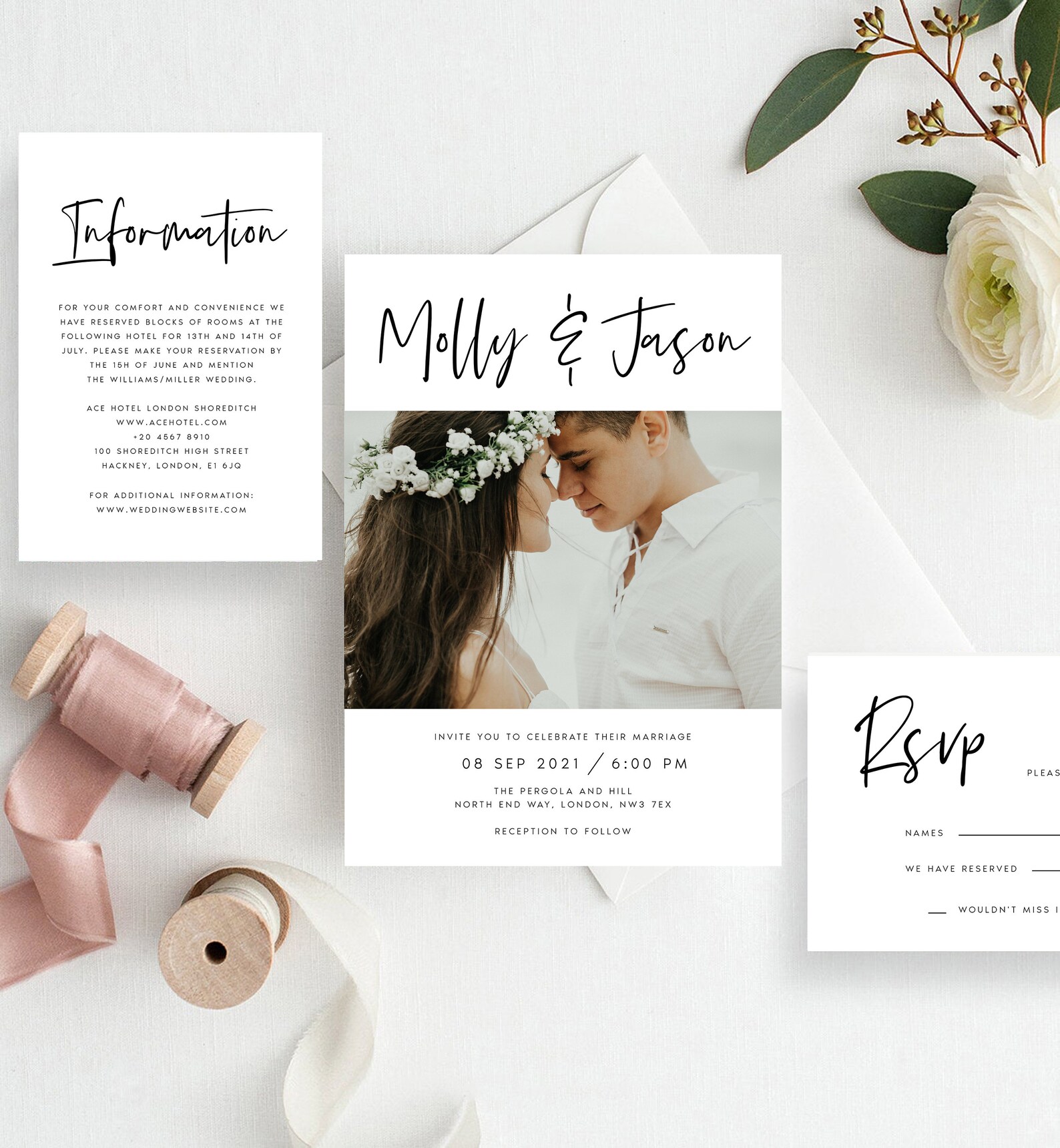 Photo Wedding Invitation Set Digital Download Photo Etsy