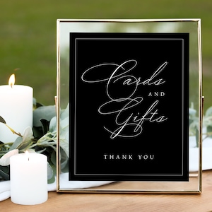 BLACK Minimalist Cards and Gifts Sign, Simple Gift Table Sign, Modern Wedding Sign, Boho Cards and Gifts Sign Printable Template, #CMLA
