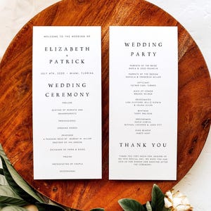 GEDRUCKT + VERSENDET Minimales Hochzeitsprogramm, Minimalistische Ordnung des Service, Zeremonienprogramm-Karte Bestseller, hochwertiges strukturiertes Papier #LZBTH