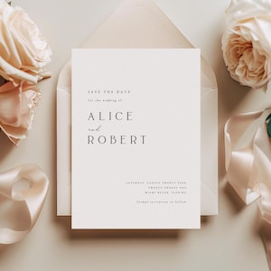 PRINTED Wedding Save the Dates, Minimalist Wedding Save the Date Card, Save Our Date Card & Premium Envelopes, Free Delivery, #ALC