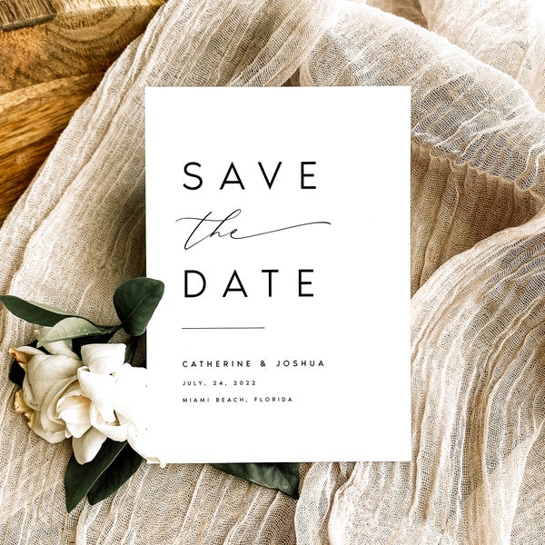 Elegant Save the Date Template, Minimalist Save The Date, Printable Save the Dates, DIY Date Announcement Templett, Instant Download, #KATE