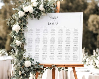 Wedding Seating Chart Template, Elegant Wedding Seating Plan Sign with Border, Editable and Printable, Templett INSTANT Download, #DIANE