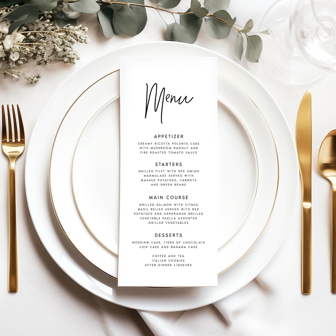 Modern Wedding Menu Cards, Printed Wedding Menus, Wedding Dinner Menus ...