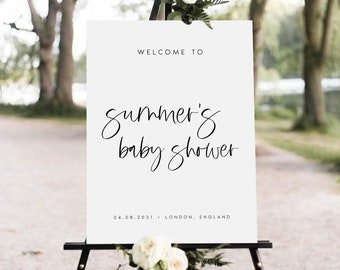 Baby Shower Welcome Sign, Welcome Sign Template, Baby Shower Printable Sign, Portrait, Calligraphy Editable Instant Download, #SMMR