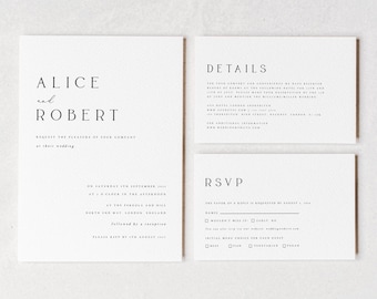 Simple Serif Wedding Invitation Set, Details & RSVP Cards - ALC