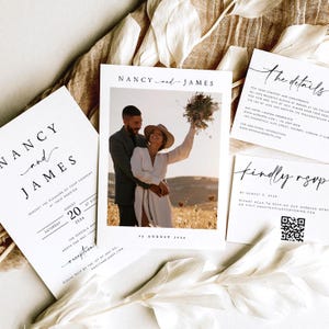 IMPRIMÉ + EXPÉDIÉ Faire-part de mariage photo moderne, faire-part de mariage avec photo, faire-part de mariage élégant et minimaliste avec enveloppes gratuites #NNC