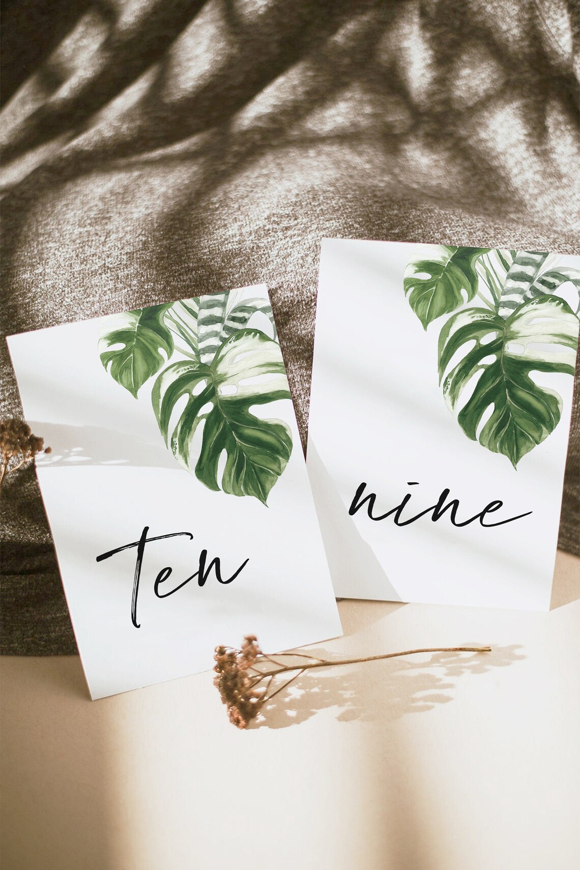 Monstera Table Numbers Tropical Monstera Wedding Table Number Template (digital Download ...