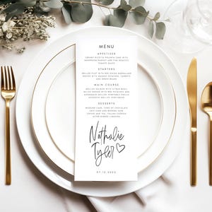 IMPRIMÉ menu de mariage minimaliste, menu de dîner de mariage moderne, impressions de menu de dîner de réception, papier texturé mat, cartes de haute qualité, #NTHL