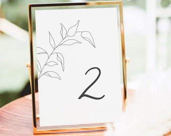 Botanical Table Number Template, Printable, Minimalist, Wedding, Fine Art, Elegant, Editable, Instant Download, Templett #DOROTHY