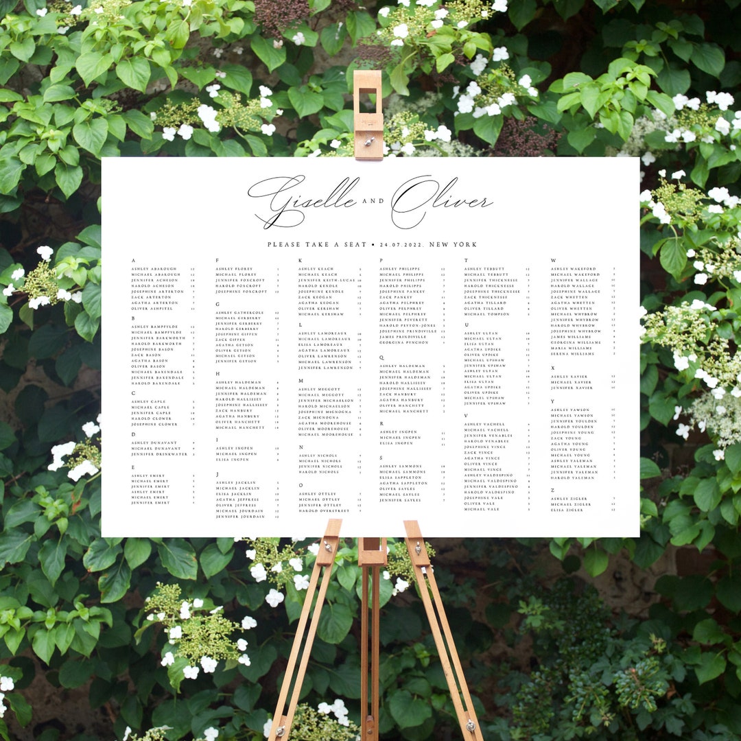 Seating Letters Alphabetical Seating Chart Template Download, Minimalist Elegant ...