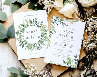 Eucalyptus Wedding Invitation Suite, Greenery Botanical Invites 004