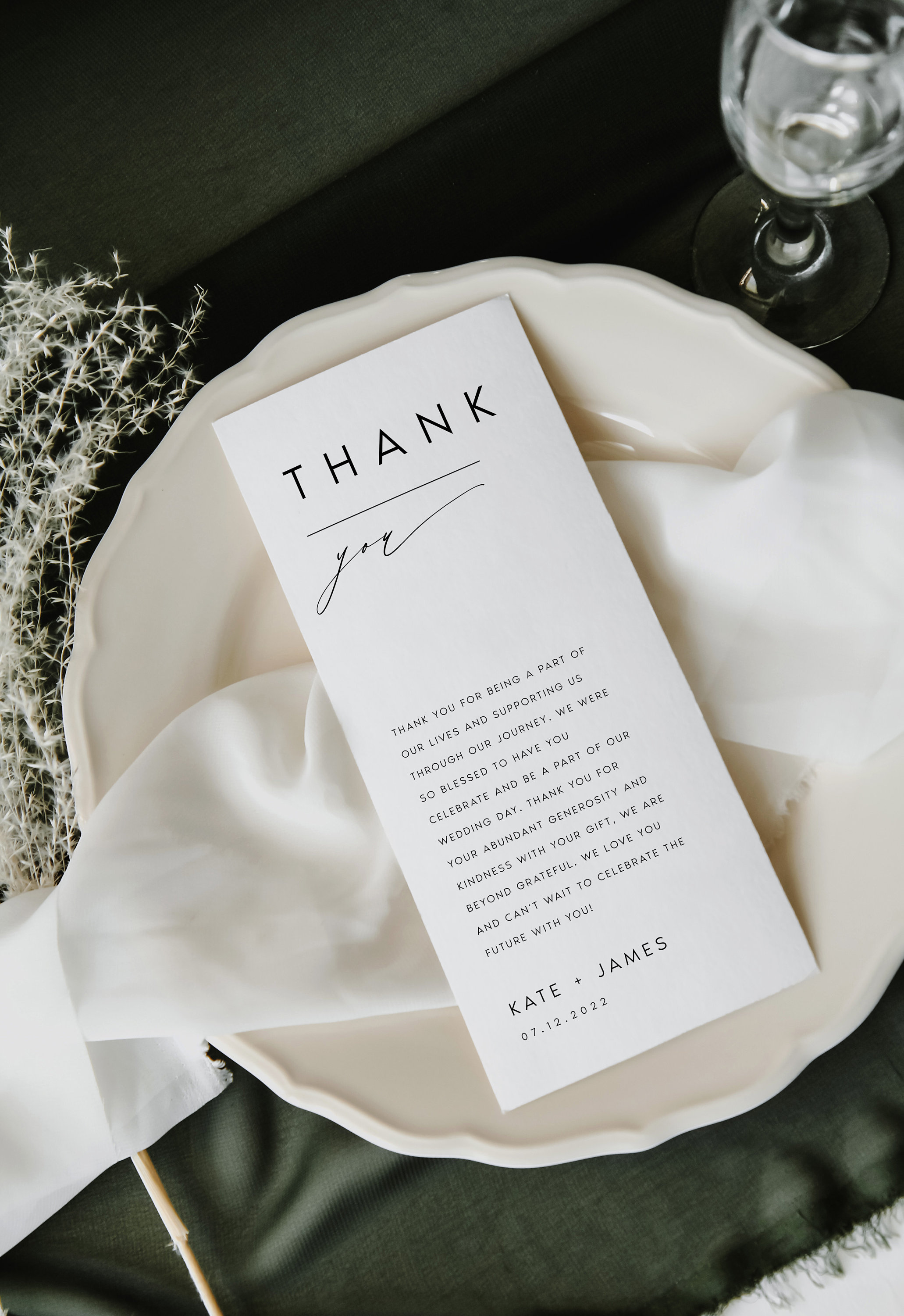 Minimalist Wedding Table Thank You Card Template (digital Download ...