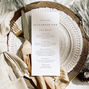 Modern Wedding Menu Template with Guest Name, Let's Eat Wedding Menu, Welcome to Our Wedding Menu Template, Modern, Minimalist, #LZBTH