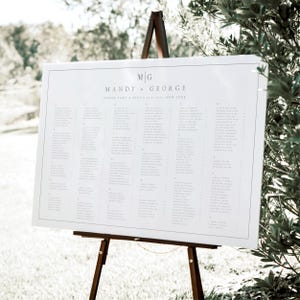 Alphabetischer Sitzplan, minimalistischer Sitzplan für Hochzeiten, einfaches elegantes Monogramm, #MNDY