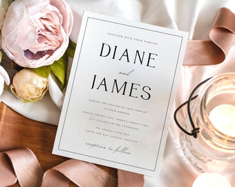 Elegant Wedding Invitation Template, Traditional Wedding Border, DIY Editable Invitations, Printable, Templett INSTANT Download, #DIANE