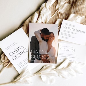 Suite de photos de faire-part de mariage, faire-part de mariage, cartes RSVP mariage, carte d'informations sur le mariage, ensemble de suites de mariage élégantes, imprimé, #CNDY