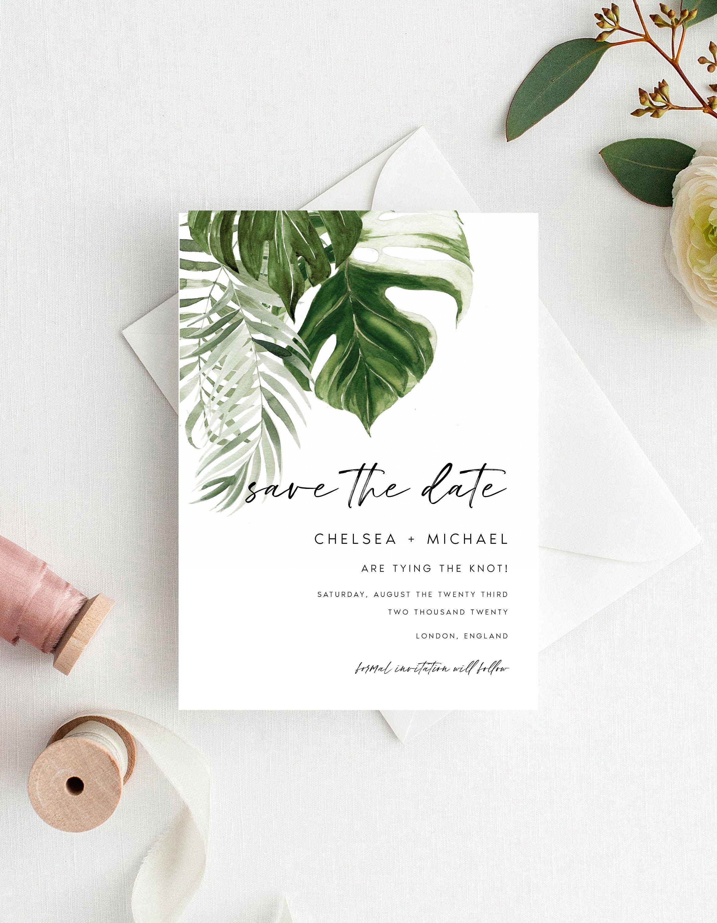 Save the Date Template Tropical Printable Wedding Date - Etsy UK