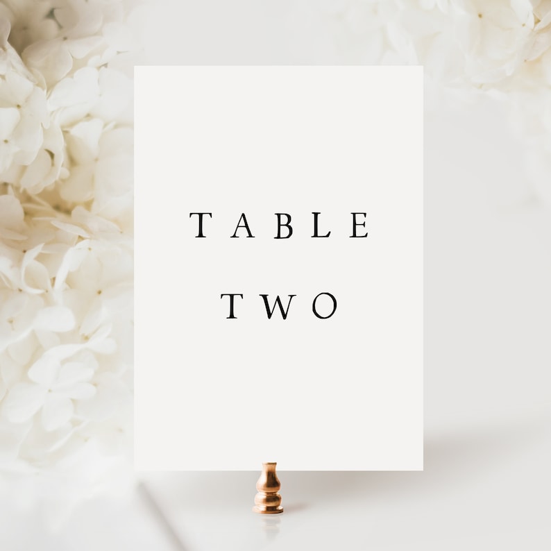 Elegant Wedding Table Number Template, Minimalist Wedding Table Numbers, Templett Table Numbers, Reception Table Numbers, LZBTH image 1