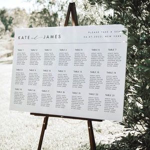 Modern Wedding Seating Chart Template, Elegant Wedding Seating Plan Sign, Classic, Printable, Editable, Templett INSTANT Download, KATE image 5