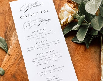 Minimalist Wedding Menu Template, Elegant Script (Editable Instant Download) GSLL