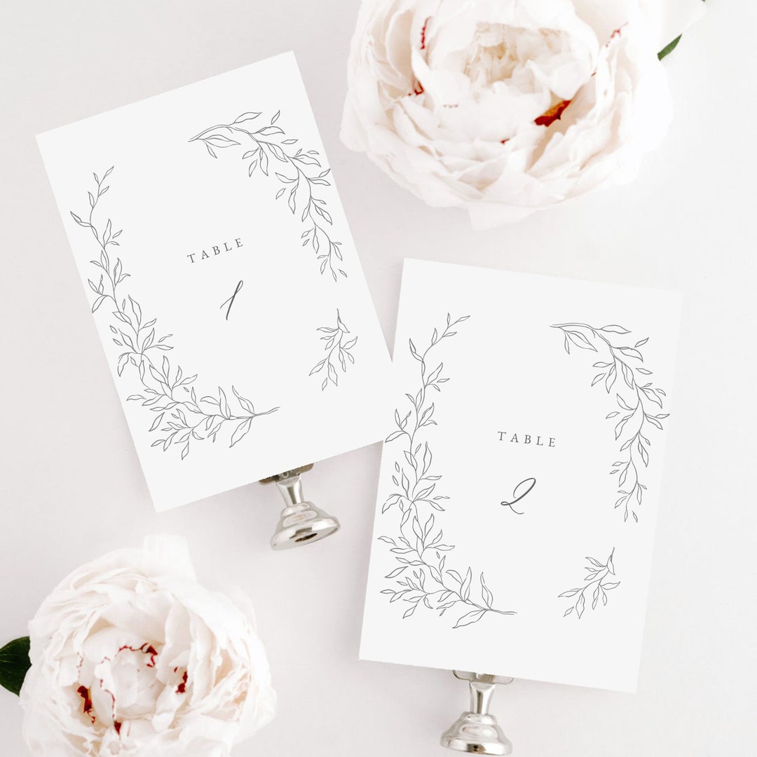 Modern Botanical Wedding Table Numbers Template (digital Download ...