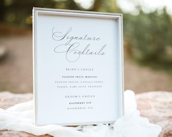 Wedding Signature Drink Sign Template, Wedding Signature Cocktail Sign, Signature Cocktail Template, 5x7 and 8x10 Wedding Drink Signs, #GSLL