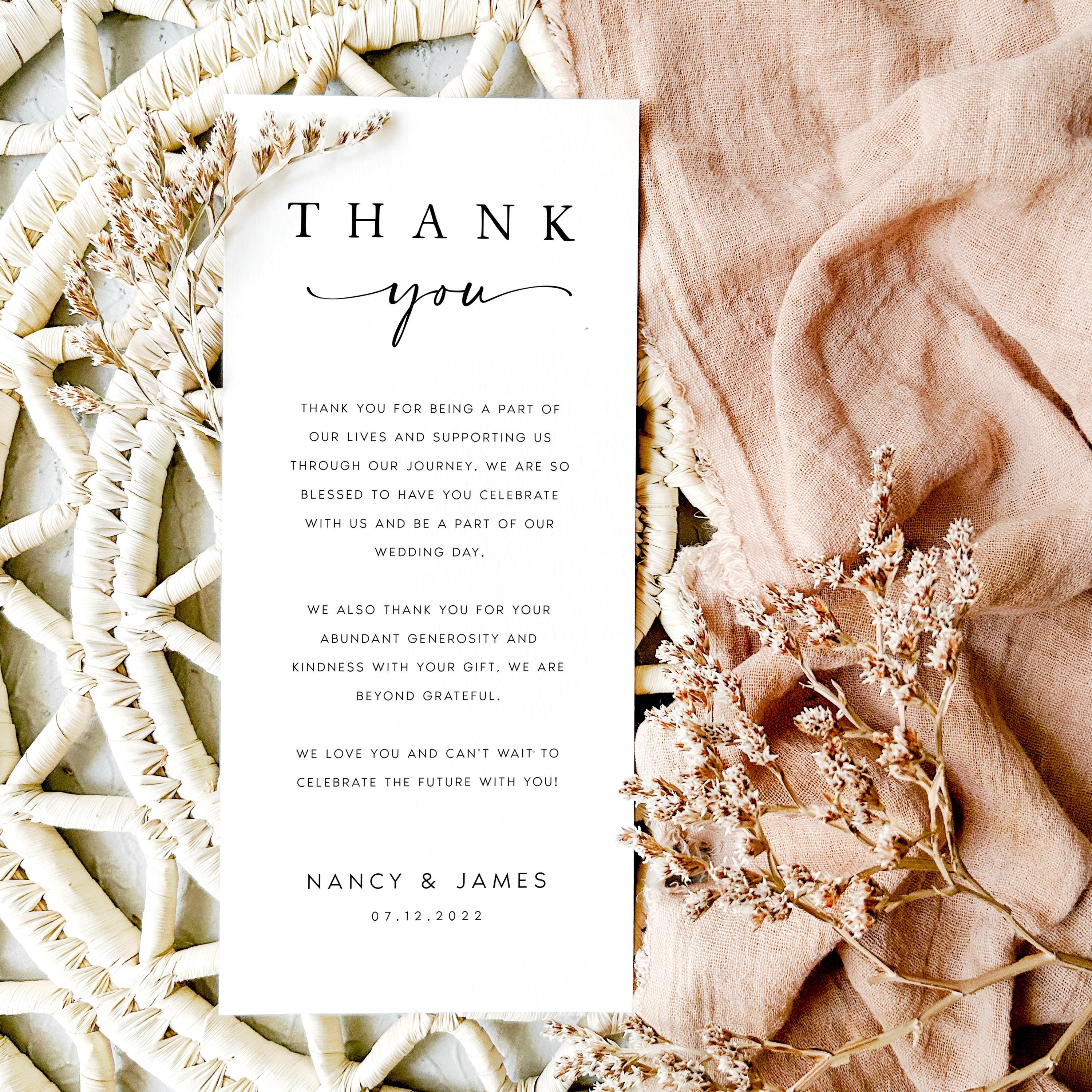 Minimalist Wedding Table Thank You Card Template (digital Download) NNC ...