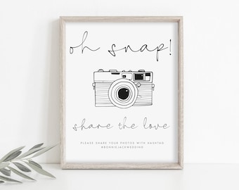 Modern Wedding Hashtag Sign Template, Printable Snapchat Sign (Digital Download) BONNIE