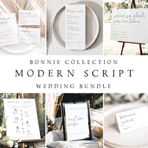 Modern Wedding Bundle, Minimalist Wedding Invitation Set, Elegant Editable Templates Wedding Stationery, Instant Download, Templett, #BONNIE