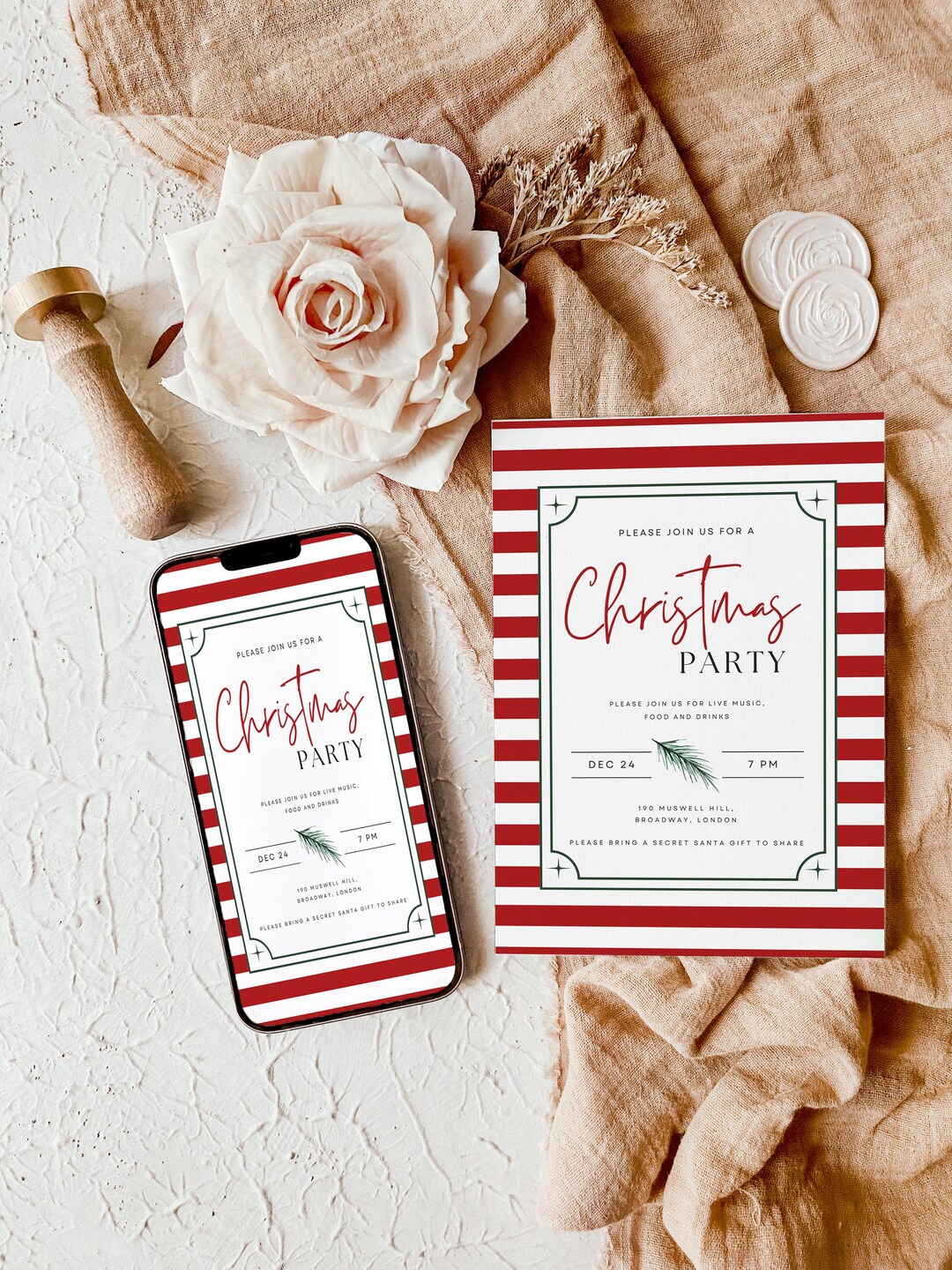 Plantilla editable de invitación para fiesta de Navidad / Tarjeta ...