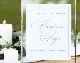 Custom Wedding Sign Template, Minimalist Custom Sign Printable, 5x7 and 8x10, Wedding Template, Wedding Sign, Gold, TEMPLETT, #CNDC