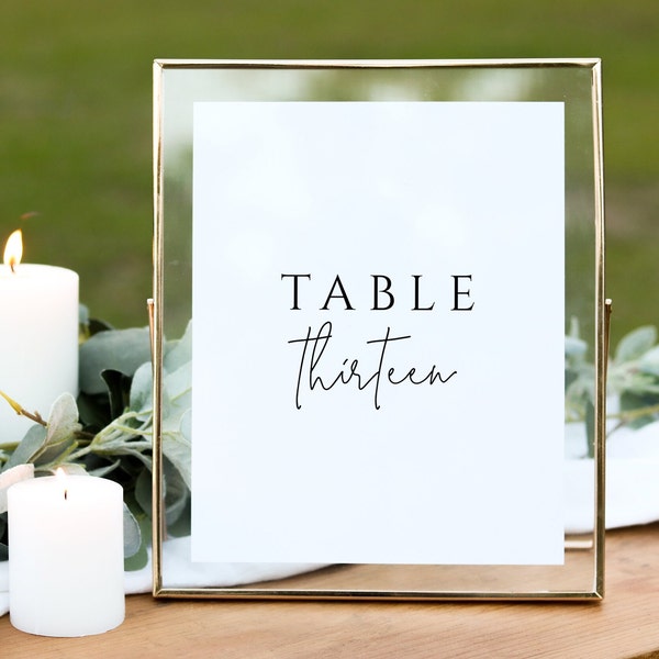 Modern Wedding Table Number Template, Printable, Script, Minimalist, Simple, Elegant, Editable, Digital Download, Instant, Templett, #AMELIE