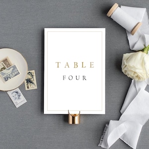 Números de mesa minimalistas para casamento, números de mesa modernos, dourados, clássicos, números de mesa Templett, números de mesa para recepção, 5x7, 4x6, #LANA