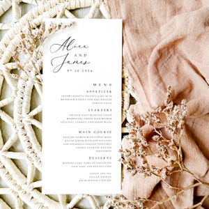 Modern Wedding Menu Template, Minimalist Printable Wedding Menu, Wedding Dinner Menu, Digital Download Editable Menu Template