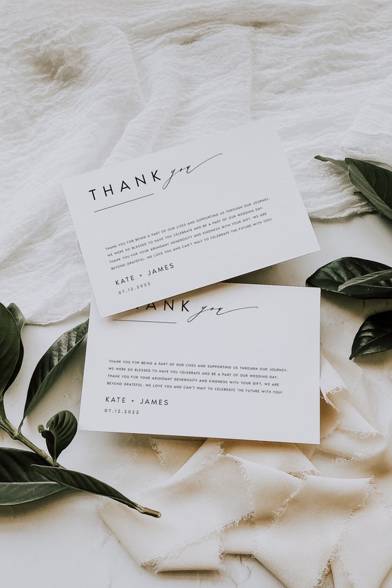 Minimalist Thank You Card Template Modern Flat Thank You | Etsy