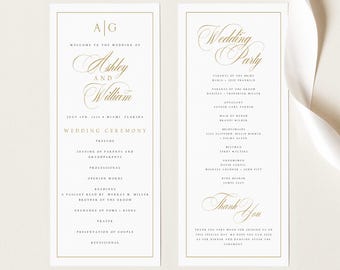Programmasjabloon gouden bruiloft, minimalistische ceremonie (digitale download) ASH