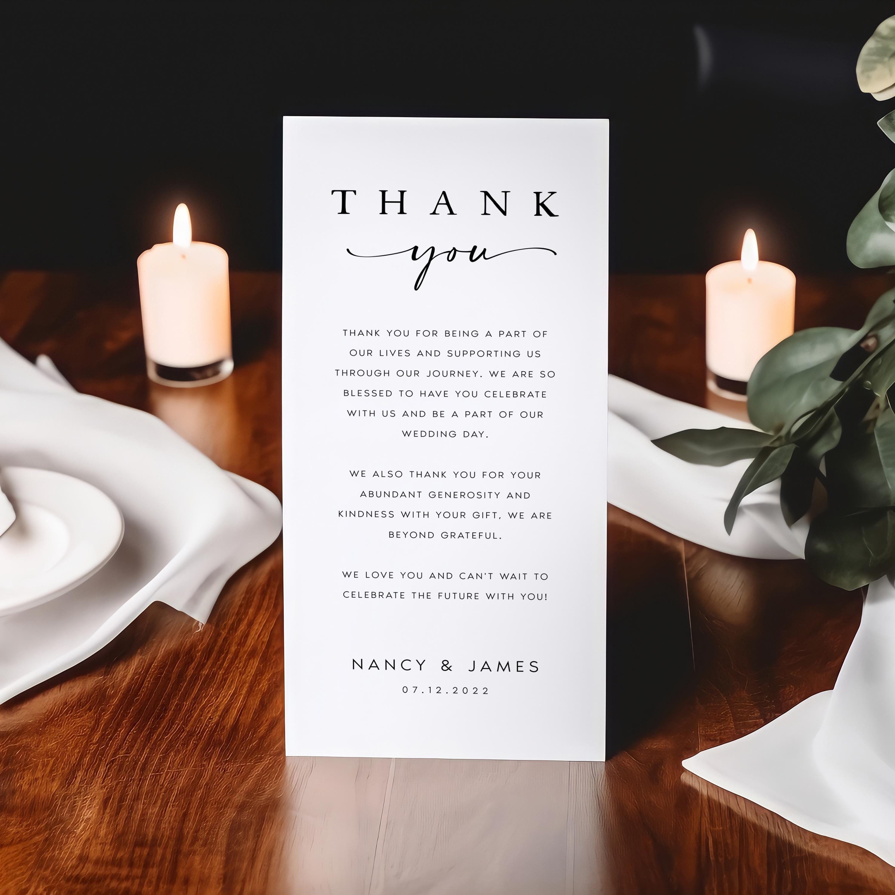 Minimalist Wedding Table Thank You Card Template (digital Download) NNC ...