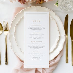 Złote menu weselne, sztucznie wydrukowane złote menu, spersonalizowane menu, menu weselne, menu z teksturą papieru, minimalistyczne NOWOCZESNE menu weselne, #ANYA